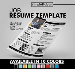 个人简历indesign模板：Job Resume Template